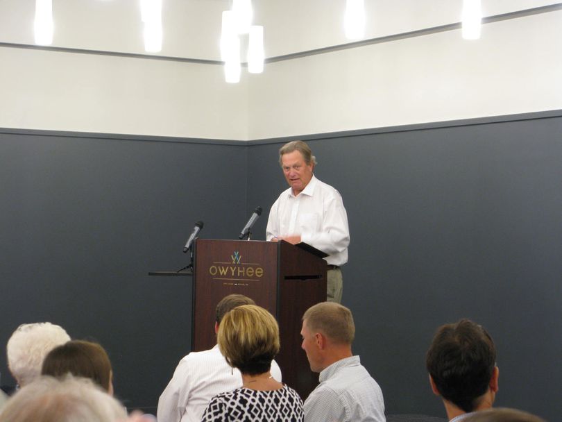 Idaho Congressman Mike Simpson addresses the Idaho Environmental Forum in Boise on Tuesday (Betsy Z. Russell photo)
