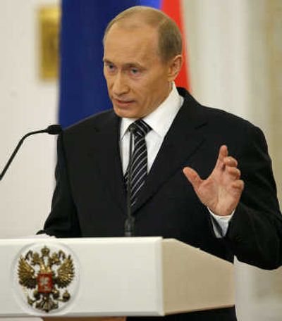 
Russian President Vladimir Putin delivers a major address in Moscow's Kremlin on Friday. Associated Press
 (Associated Press / The Spokesman-Review)