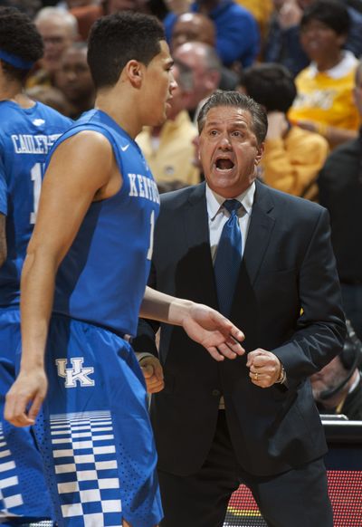 Coach John Calipari’s Kentucky Wildcats improved to 20-0. (Associated Press)
