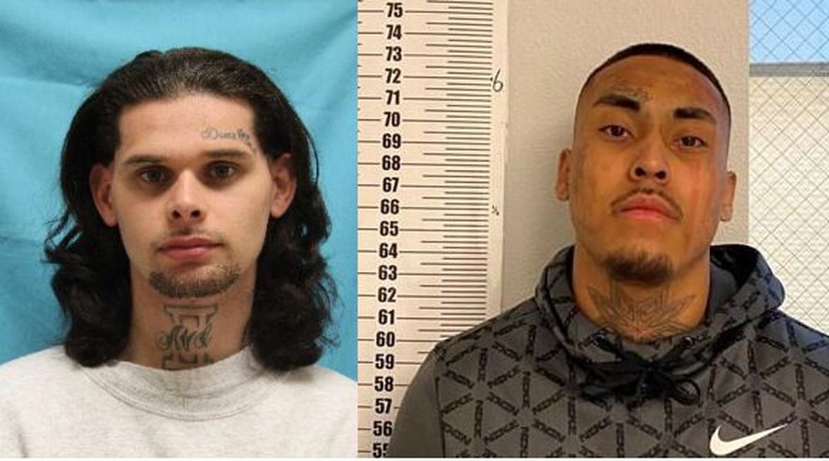 Isaac Anthony Ott, 22, left, and Ray A. Wynecoop, 21, face multiple criminal charges after police say they were involved in the shooting of Spokane Police Officer Kris Honaker on Sunday afternoon. Both men were under supervision by the Washington Department of Corrections at the time of the shooting.  (Washington Department of Corrections)
