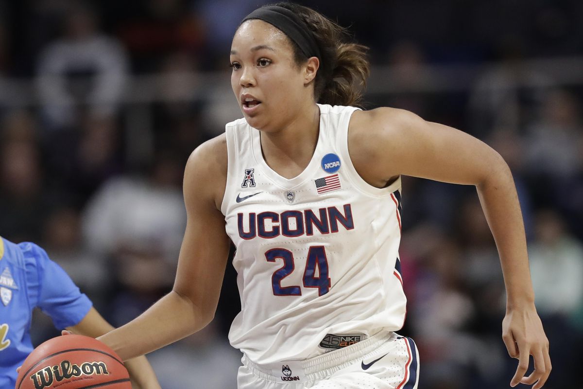 UConn senior forward Napheesa Collier averaged a double-double this season and led the Huskies to their 12th straight Final Four appearance. (Kathy Willens / Associated Press)