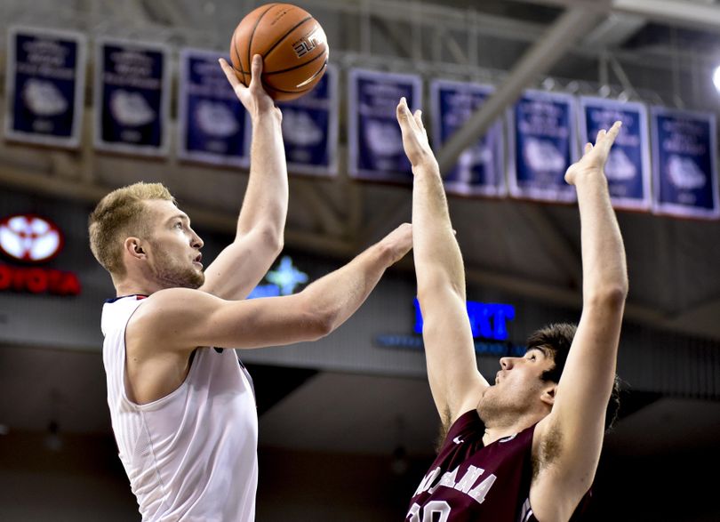 Gonzaga forward Domantas Sabonis (11) shoots over Montana during the second half of a college basketball game on Tuesday, Dec 8, 2015, at McCarthey Athletic Center in Spokane, Wash. (Tyler Tjomsland / The Spokesman-Review)