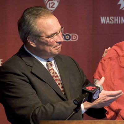 Bill Moos emphasizes the importance of winning the state of Washington - on the football field and off. (Associated Press)
