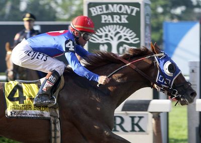 Kent Desormeaux rides Summer Bird to victory in the Belmont Stakes.  (Associated Press / The Spokesman-Review)