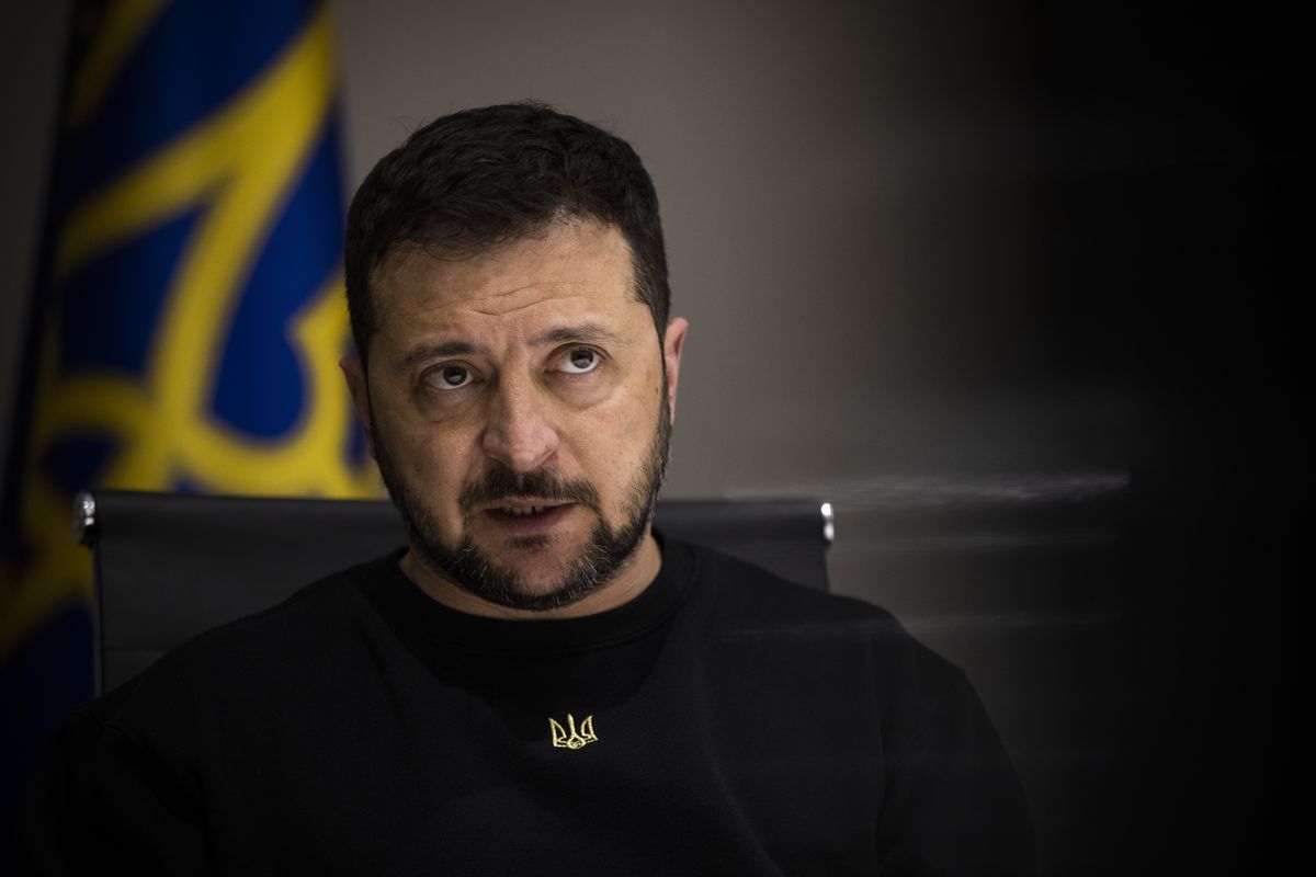 Ukrainian President Volodymyr Zelensky, seen in May, called a strike on a blood transfusion center in the eastern Ukrainian town of Kupyansk a "war crime." (MUST CREDIT: Photo for The Washington Post by Ed Ram) (Ed Ram/For The Washington Post)