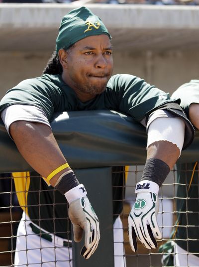 Athletics' Manny Ramirez will continue to work with Triple-A Sacramento in hopes of being called up. (Associated Press)