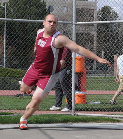 
Phil MacArthur helped WSU upset UW by placing third in his first collegiate discus competition. WSU photo
 (WSU photo / The Spokesman-Review)