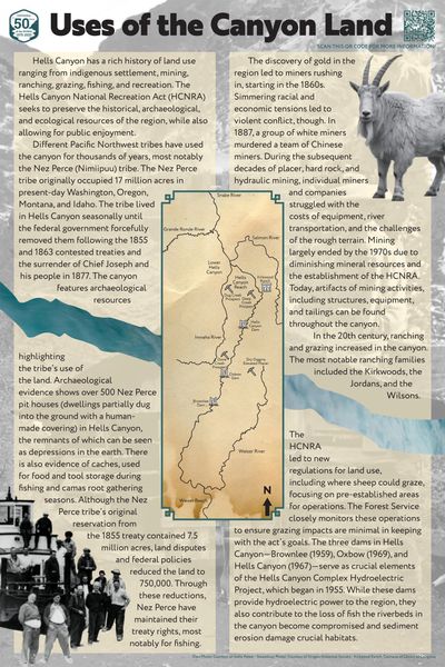 One of four informational panels for Hells Canyon designed and authored by Lewis-Clark State College students. (Courtesy of Amy Canfield )