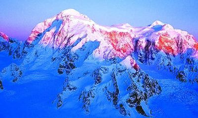 
Sunset on Mount Hunter, the last of the big-three Alaska Range peaks Masatoshi Kuriaki has yet to solo during winter. 
 (Photo courtesy of Masatoshi Kuriaki / The Spokesman-Review)