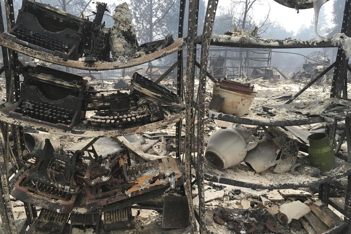 The Gold Nugget Museum, which was totally demolished by the Camp Fire, is shown in Paradise, Calif., Wednesday, Nov. 14, 2018. (Martha Mendoza / Associated Press)