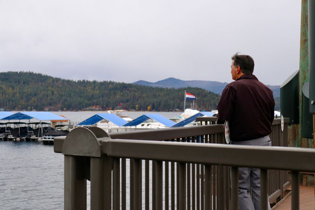 Dave Muise, vice president of Kootenai Environmental Alliance, stands overlooking the northern end of Lake Coeur d’Alene. (Morgen White/FāVS News)