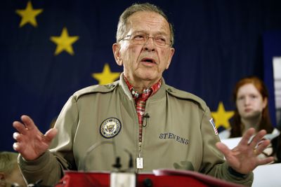Sen. Ted Stevens, R-Alaska, the nation’s longest-serving Republican senator, speaks to supporters in Anchorage on Aug. 4.  (Associated Press / The Spokesman-Review)