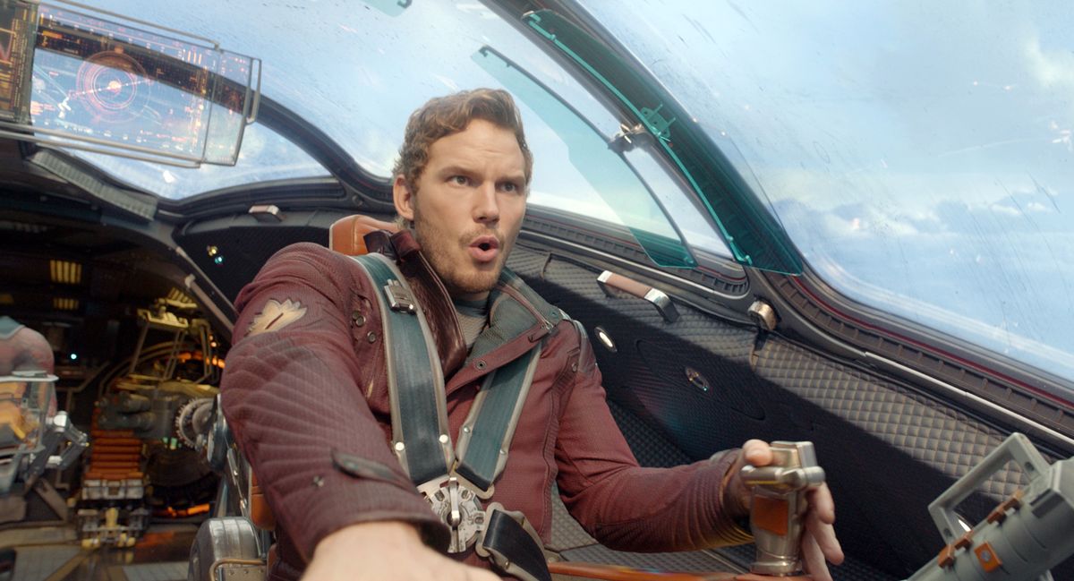 “Guardians of the Galaxy,” starring Chris Pratt, above, and “Teenage Mutant Ninja Turtles,” below, were late-season box office hits but came too late to save the industry from a dismal summer. (Associated Press)