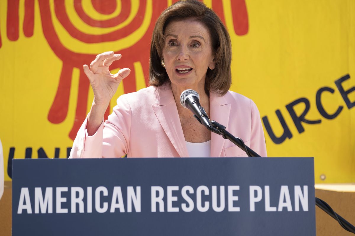 FILE - In his Aug. 10, 2021, file photo, House Speaker Nancy Pelosi speaks regarding the Emergency Rental Assistance program in San Francisco. Nine moderate House Democrats are trying to upend leaders