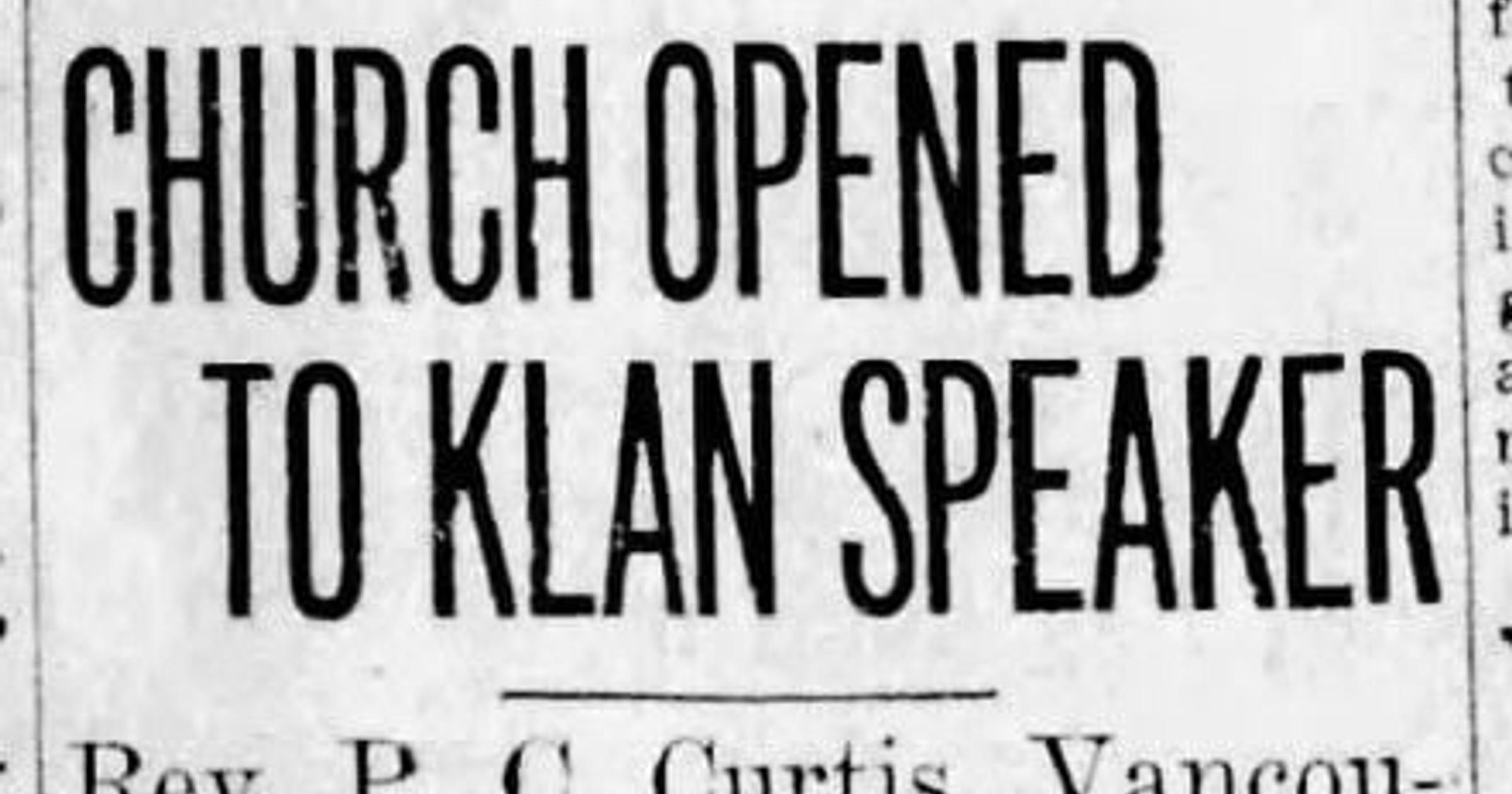 100 years ago in Spokane: A KKK lecture planned at a church was