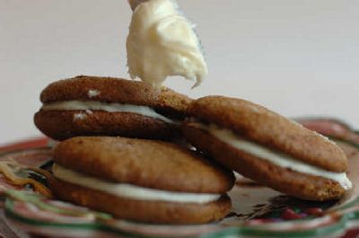 
Gingersnap cookies with light lemon icing in the middle makes a sweet sandwich.
 (Courtesy of Recipe Doctor / The Spokesman-Review)