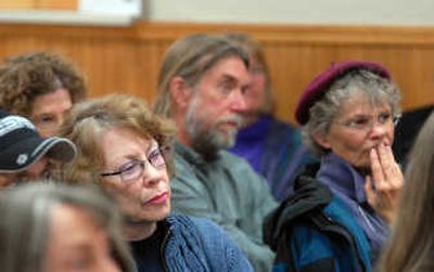 
Beverly Yost, left, listens to a discussion of how to bring environmentalists and industry together Satur- day in Sandpoint at the Wild Idaho North conference. 
 (Jesse Tinsley / The Spokesman-Review)