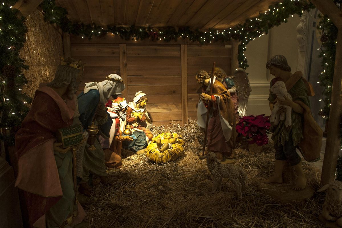 The Nativity set photographed Thursday at the Cathedral of Our Lady of Lourdes. (Kathy Plonka / The Spokesman-Review)