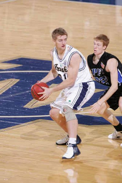 
Ben Nickol of Coeur d'Alene,made Notre Dame's basketball team as a walk-on his junior year.
 (University of Notre Dame / The Spokesman-Review)