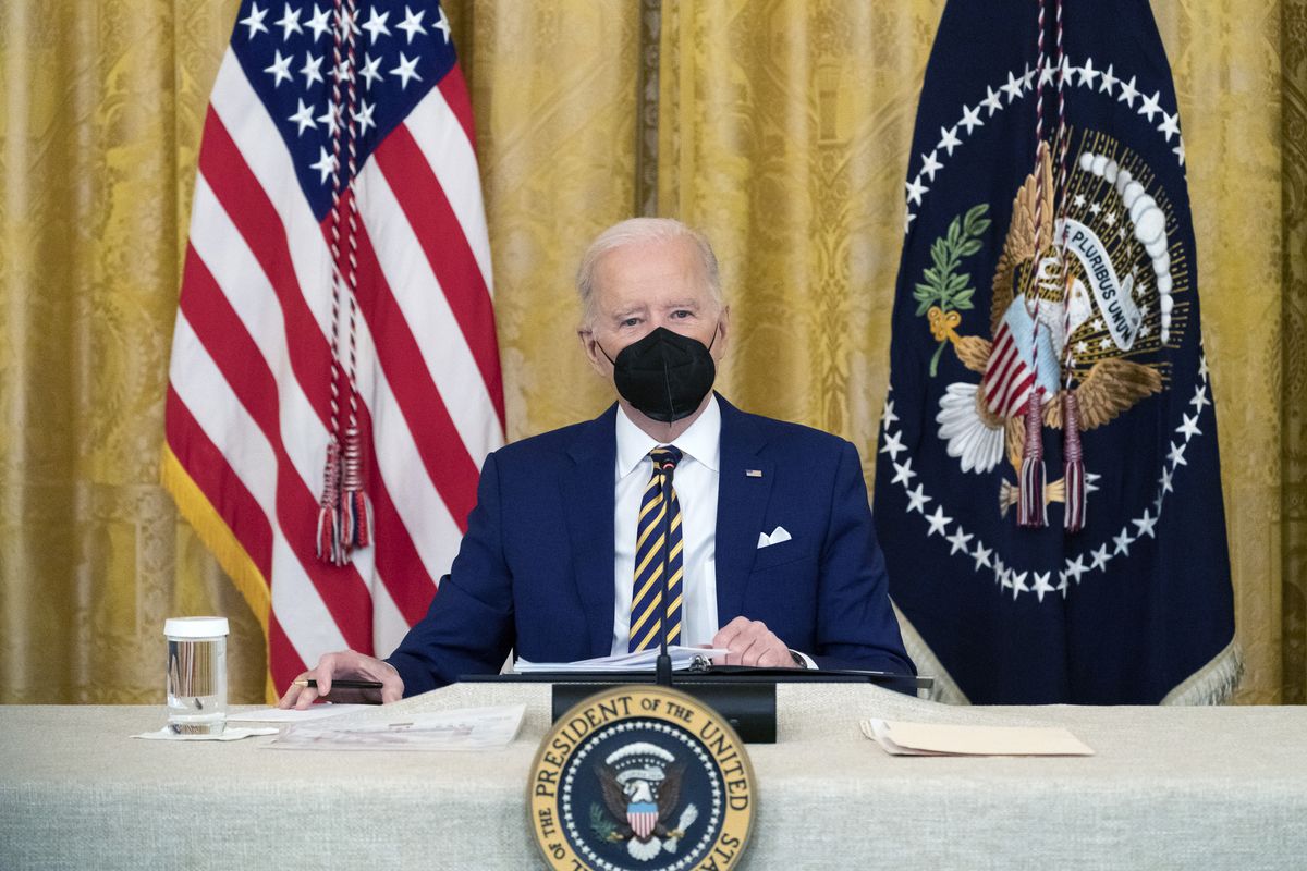 President Joe Biden listens during a meeting with the National Governors Association in the East Room of the White House, Monday, Jan. 31, 2022, in Washington.  (Alex Brandon)