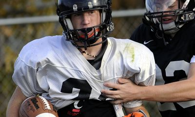 Post Falls wide receiver-defensive back Brett Winn seen here during practice at the school on Oct. 15, also plays basketball and baseball.  (Kathy Plonka / The Spokesman-Review)