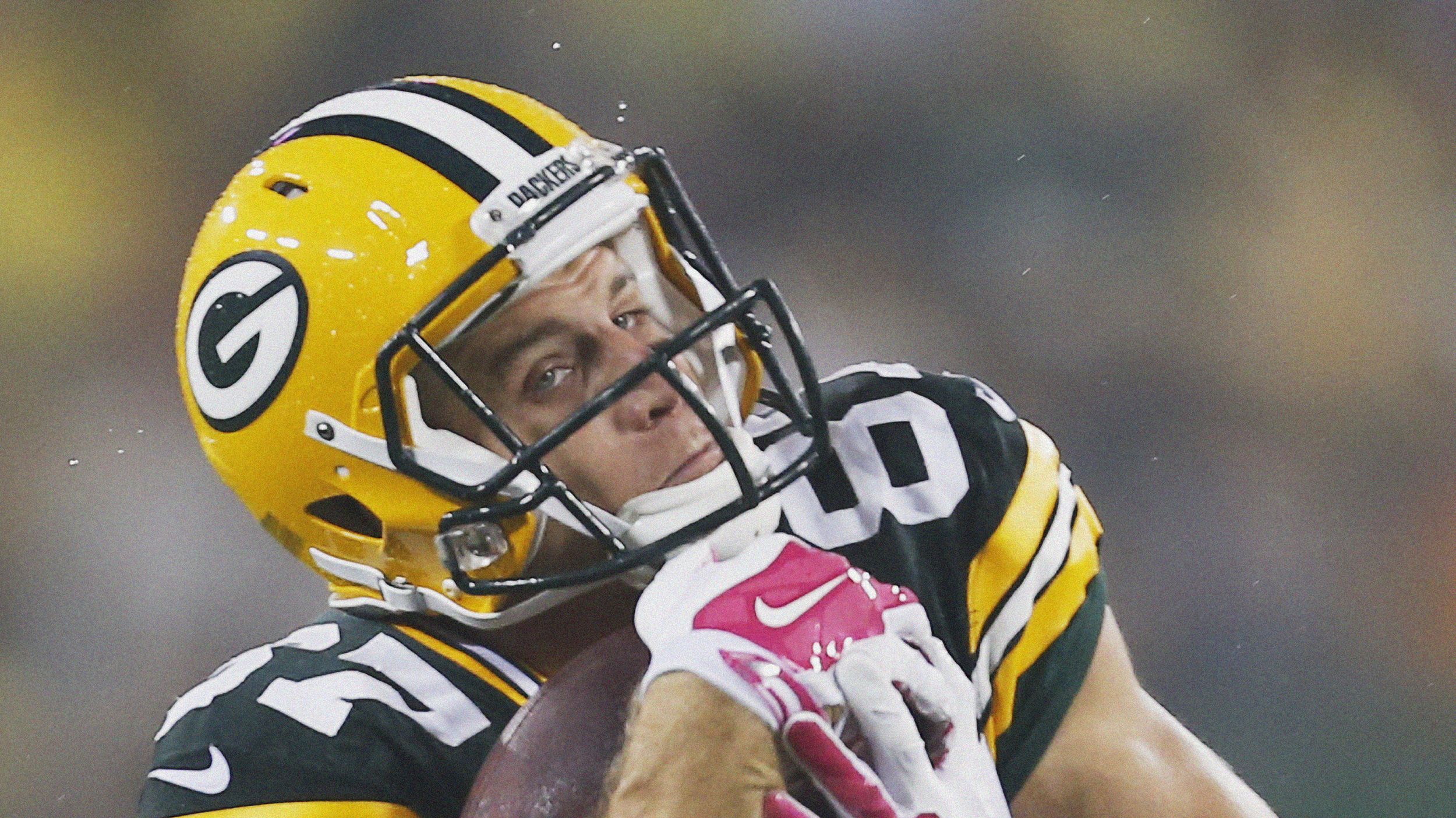 FILE - In this Oct. 2, 2014, file photo, Green Bay Packers' Jordy Nelson  catches a 66-yard touchdown pass during the first half of an NFL football  game against the Minnesota Vikings