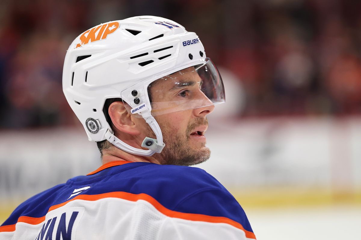 Former NHL player and Spokane native Derek Ryan, seen with the Edmonton Oilers in January 2025, will have his No. 10 jersey retired by the Spokane Braves.  (Michael Reaves)