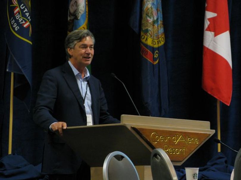Gary Doer, Canadian ambassador to the United States, speaks in Coeur d'Alene on Thursday (Betsy Russell)