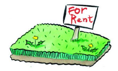 
For Sale, plot, grass, piece, lawn, yard, turf, astroturf, weeds, dandelions, ground, earth... Spot Illustration.
 (Staff illustration / The Spokesman-Review)