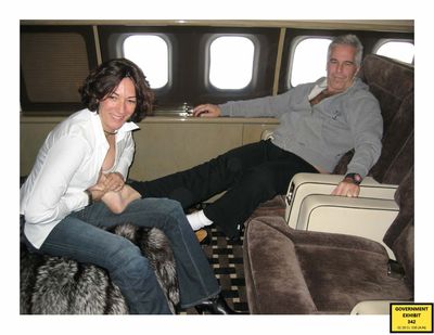 Government Exhibit 342: Ghislaine Maxwell and Jeffrey Epstein on a private plane, part of the government evidence used against Maxwell at trial. Entered into evidence on Tuesday, Dec. 7, 2021, recovered during an FBI raid at Epstein’s Upper East Side mansion in 2019, an FBI analyst testified. (US Attorney Office via ZUMA Press Wire/TNS)  (SDNY/ZUMA Press Wire/TNS)