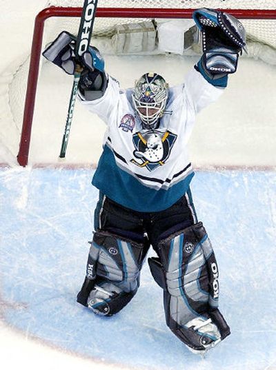 
Goalie Jean-Sebastien Giguere, a key to Anaheim reaching the Stanley Cup Finals in 2003, is a Ducks holdover.  
 (File/Associated Press / The Spokesman-Review)