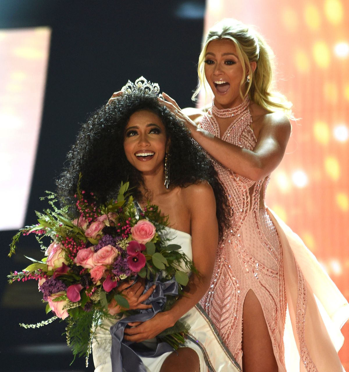 FILE - Miss North Carolina Cheslie Kryst gets crowned by last year
