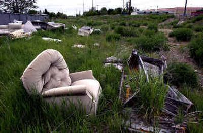 
Another drive is under way to extend the Valley couplet from University Road to Evergreen Road. This part of the proposed couplet is a dumping ground. Another drive is under way to extend the Valley couplet from University Road to Evergreen Road. This part of the proposed couplet is a dumping ground. 
 (Steve Thompson/Steve Thompson/ / The Spokesman-Review)