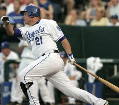 
Kansas City's Billy Butler follows through on a three-run double in the second inning on Tuesday. Associated Press
 (Associated Press / The Spokesman-Review)