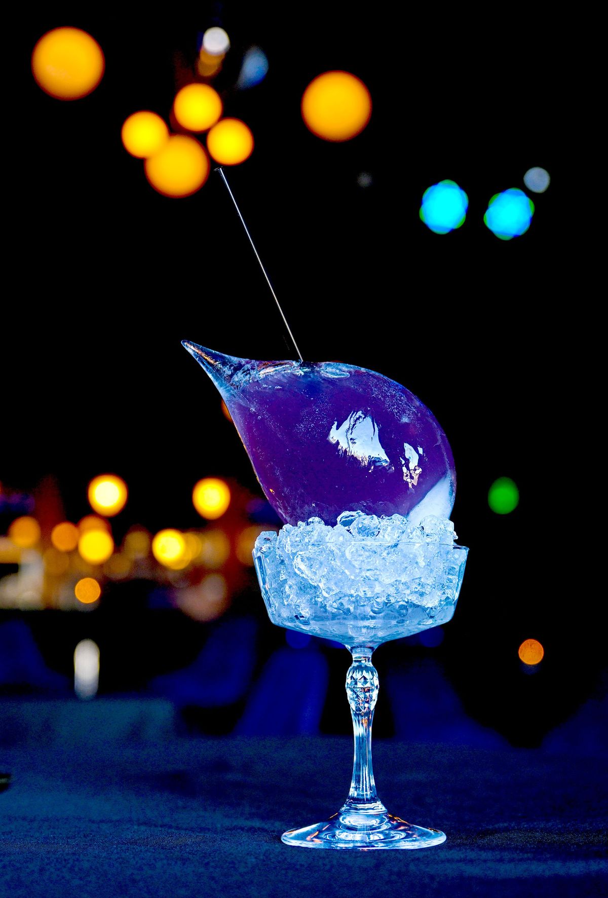 The Purple Teardrop drink made with Absolut Elyx and Blue Curaçao is photographed Nov. 28 at the Iolite Lounge in Spokane Valley.  (Kathy Plonka/The Spokesman-Review)
