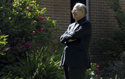 
Father John Navone stands outside the Jesuit Guest House at Gonzaga University Thursday. 
 (CHRISTOPHER ANDERSON / The Spokesman-Review)