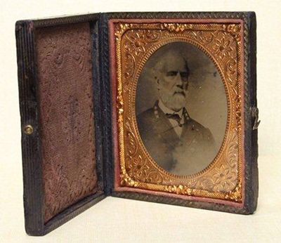 A tintype photo of Confederate Gen. Robert E. Lee is seen in a photo provided by Goodwill Industries. (Associated Press)