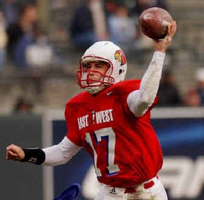 
Louisville's Stefan LeFors, offensive MVP, threw three touchdown passes for the East in the Shrine Game. 
 (Associated Press / The Spokesman-Review)