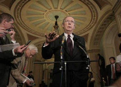 
Senate Minority Leader Mitch McConnell meets with reporters Wednesday on Capitol Hill.Associated Press
 (Associated Press / The Spokesman-Review)