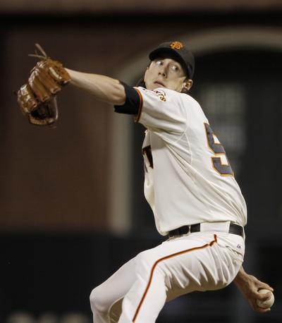 Giants ace Tim Lincecum was stellar in his playoff debut. (Associated Press)