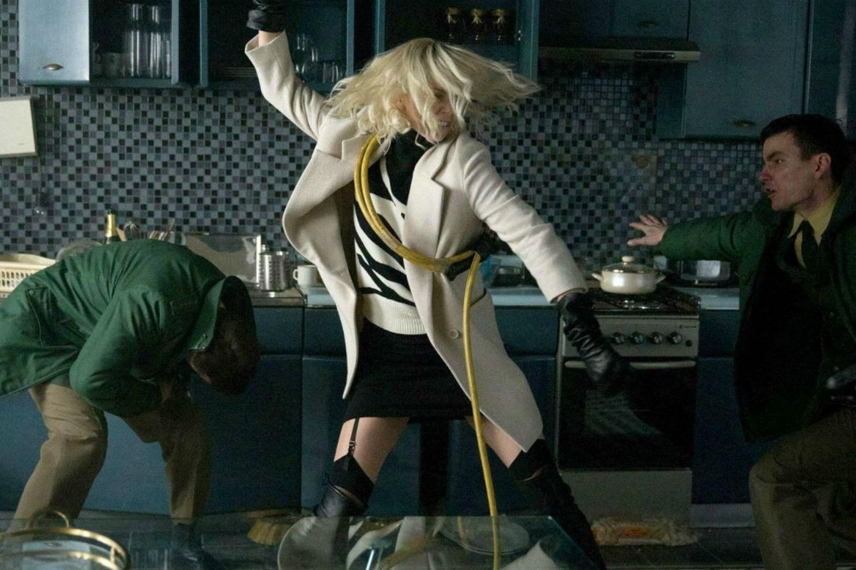 Charlize Theron kicks a little butt in “Atomic Blonde.” (Universal Pictures)