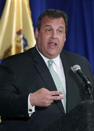 New Jersey Gov. Chris Christie answers questions Thursday about his use of the state helicopter. (Associated Press)