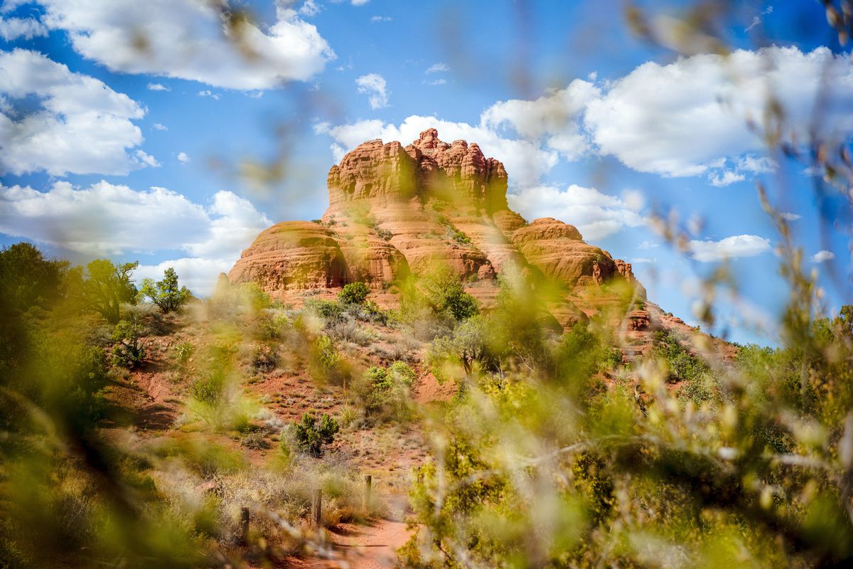 Bell Rock in Sedona, Ariz., Oct. 1, 2024. Bell Rock is a very popular upflow vortex, which Sedona’s tourism board describes as a site that will help you “soar to a higher perspective.”  (New York Times)