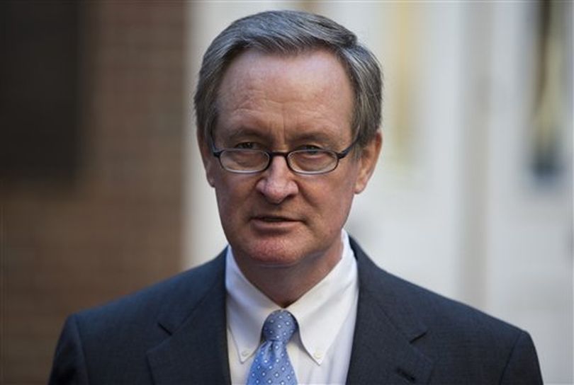 Sen. Michael Crapo, R-Idaho speaks outside Alexandria General District Court in Alexandria, Va., Friday, Jan. 4, 2013, after pleading guilty Friday to a misdemeanor first-offense drunken driving charge. In exchange for his plea Friday, prosecutors dropped a charge of failing to obey a traffic signal. Crapo received a $250 fine and a 12-month suspension of his driver's license and must complete an alcohol safety program. (AP / Evan Vucci)
