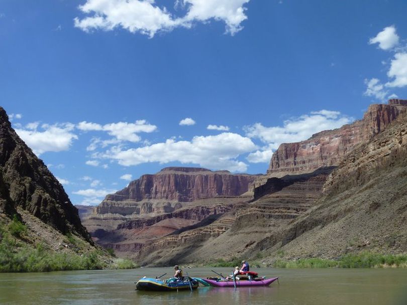 A group of Spokane rafters relaxes in the calm between major rapids during their June 2011 float down the Grand Canyon portion of the Colorado River.  (Penny Stauffer Schwyn)