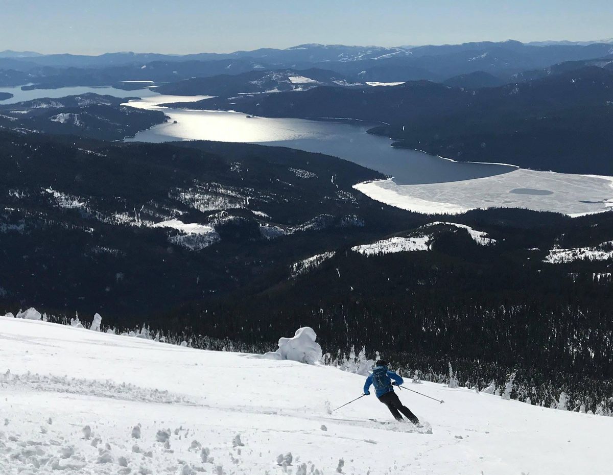 Mike Brede survived an avalanche in 2016. Since then the Spokane backcountry skier has continued to ski, although he approaches the sport more cautiously. Here he skis above Priest Lake in 2018. (Courtesy / SR)