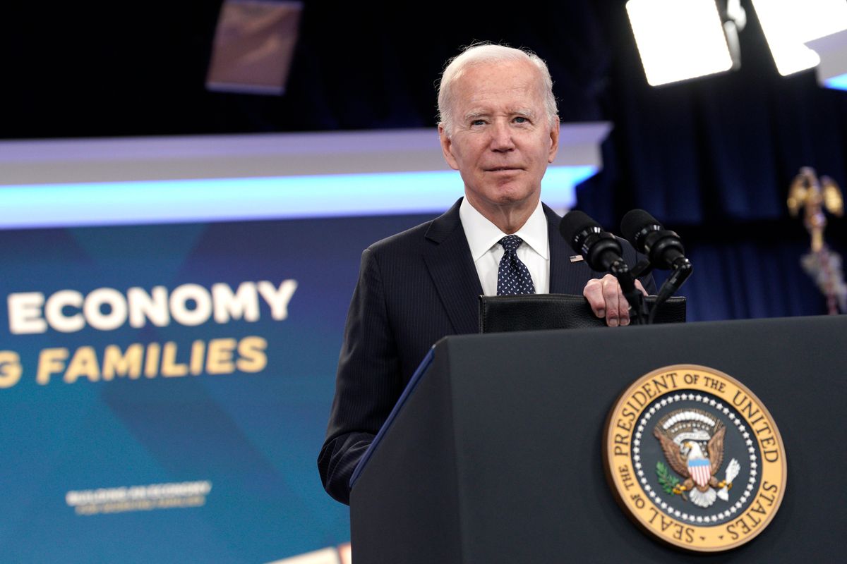 U.S. President Joe Biden delivers remarks on the economy in the South Court Auditorium at the White House in Washington, D.C., on Wednesday, Oct. 26, 2022.    (Yuri Gripas/Abaca Press/TNS)