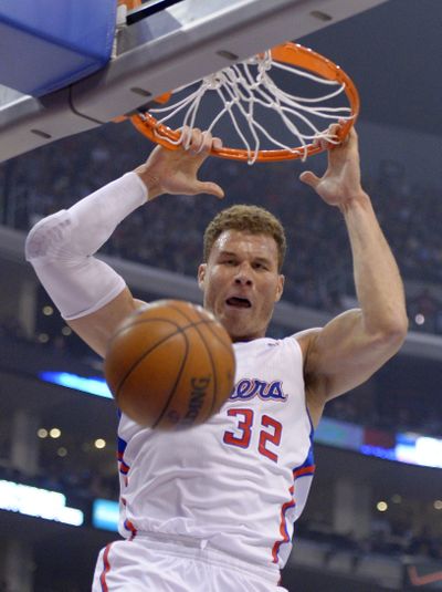 Clippers’ Blake Griffin’s 24 points included this thunderous dunk. (Associated Press)