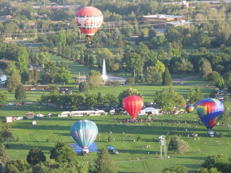 Hot-air balloons launch from Boise's Ann Morrison Park for the Spirit of Boise Balloon Classic, which runs through Sunday (Betsy Russell)