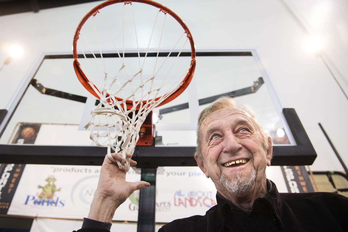 Harlan Lefty Melton played basketball at U of Idaho in the 1950s. He was pictured in the Spokesman-Review in December 1953 during a game with Gonzaga. (Dan Pelle / The Spokesman-Review)